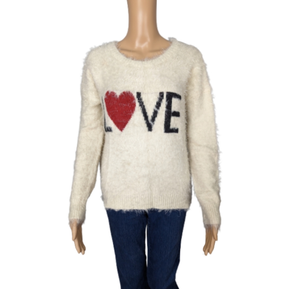 Maddison Fuzzy Open Back LOVE Sweater S